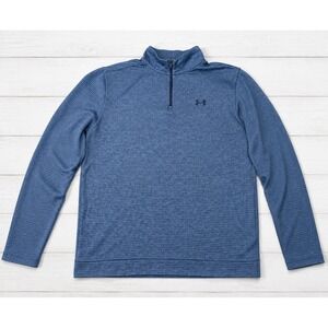 Under Armour Golf Storm 1/4 Zip Pullover Blue Striped Performance Fleece‎ XL